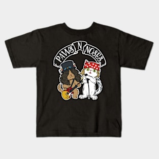 Funny Cat Paws Rock Music Gift Funny Cat Kids T-Shirt